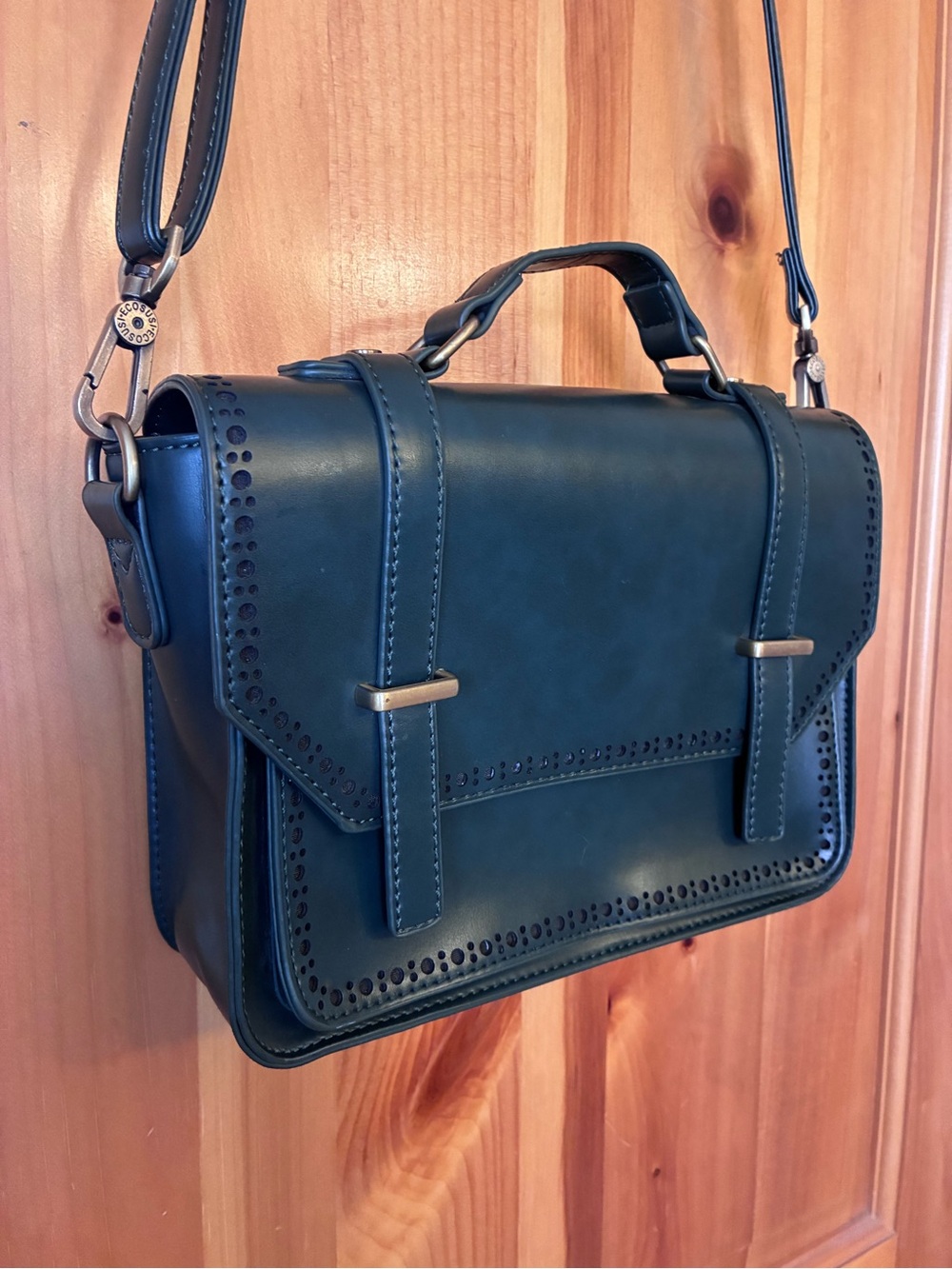 Ecosusi Vintage Inspired Structured Satchel Handbag in Hunter Green